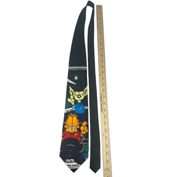 Garfield Star Trek Necktie Odie Novelty Cartoon Tie Vtg 1980s 1990s Crossover - Picture 9 of 11